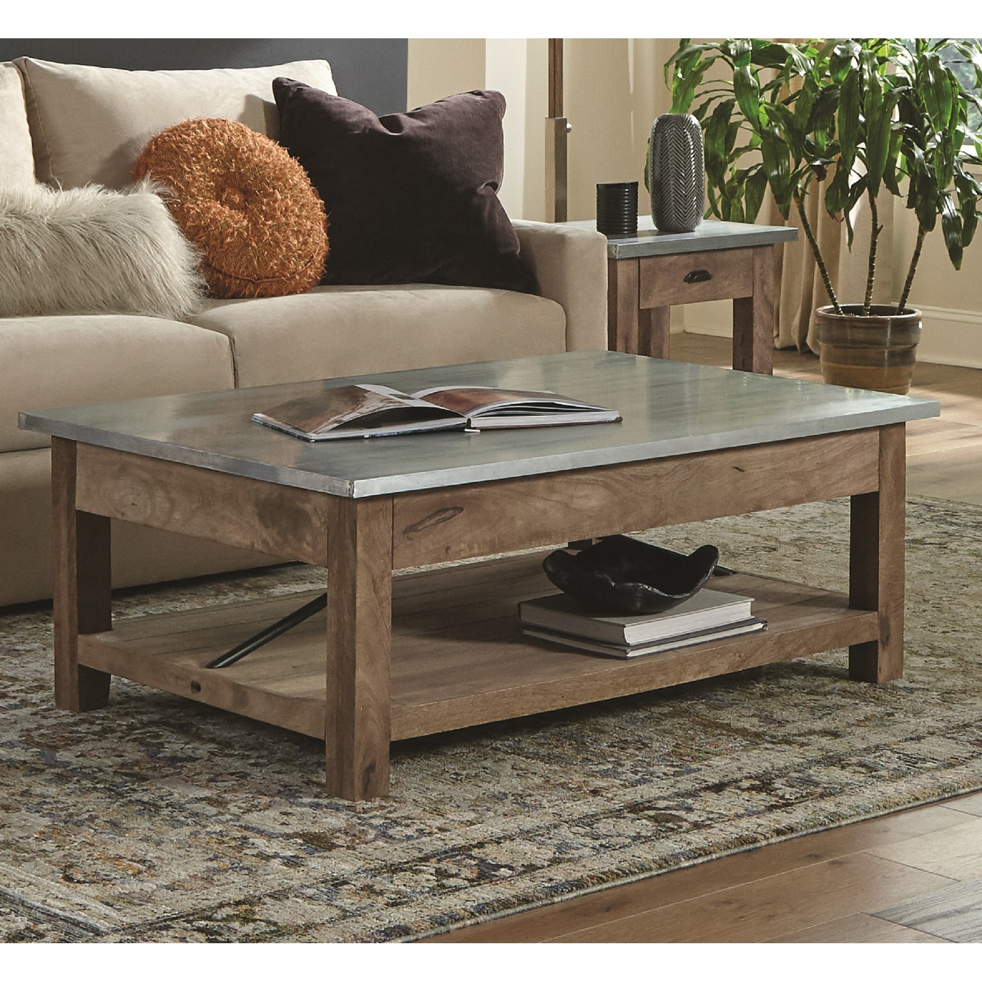 Zinc Top Coffee Table Round Zinc Top Table Industrial Metal